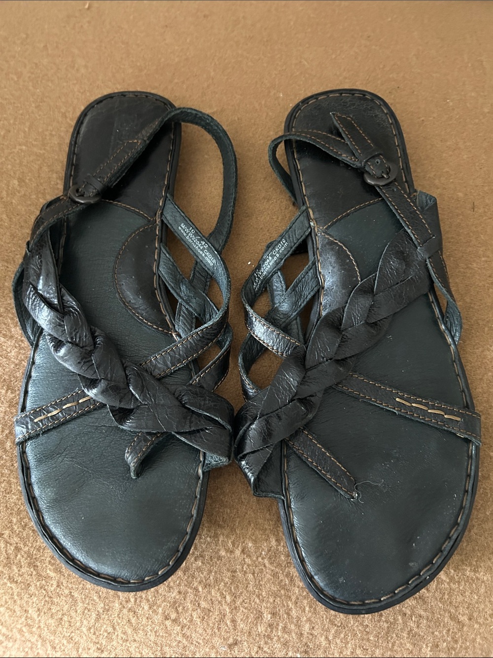 Born Black Braided Leather Sandals